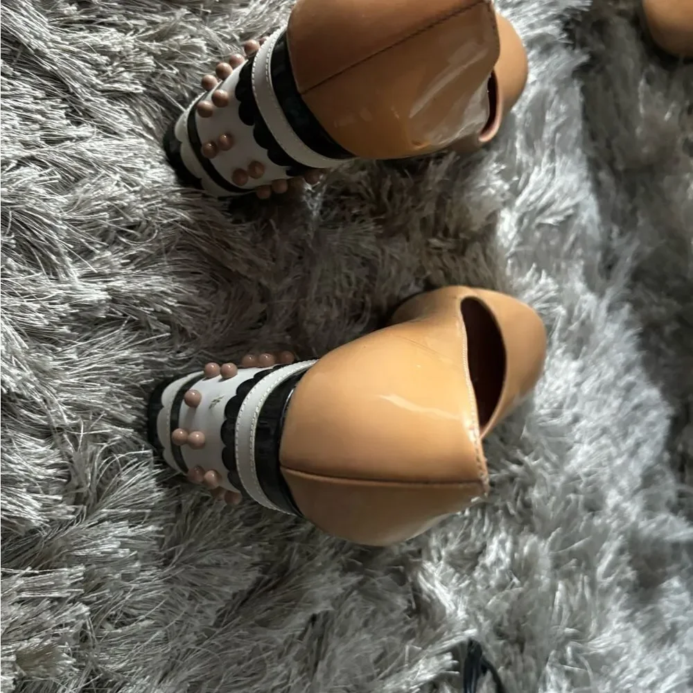 Red valentino runway dress shoes studded heels polka dot 3d ball baby doll pumps